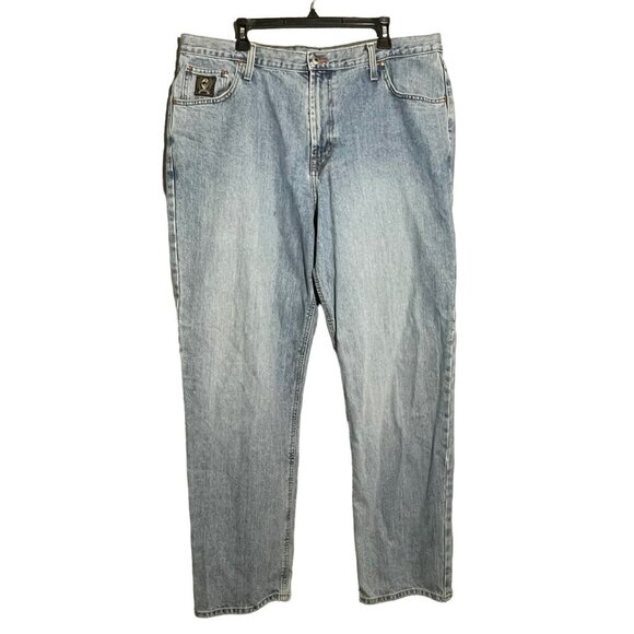 Vintage 90s Cinch Up Straight Jeans Men Size 40x34 Classic Retro Outdoor Washed - Picture 1 of 10